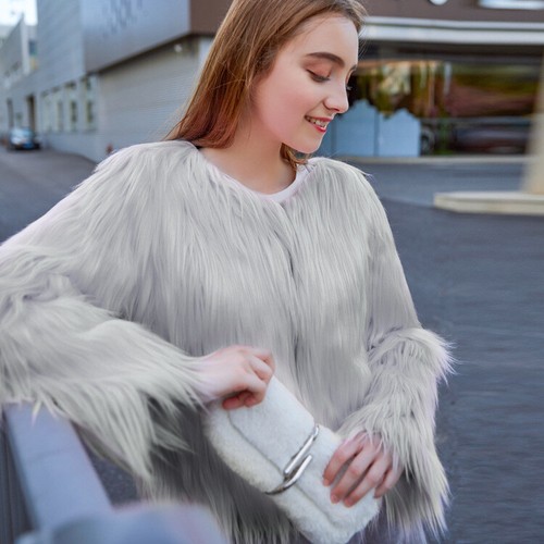 Nuevo Mujeres Peludo Invierno Cálido Prendas exteriores Esponjoso Imitación Piel Cárdigan Abrigo Chaqueta - Imagen 6 de 21