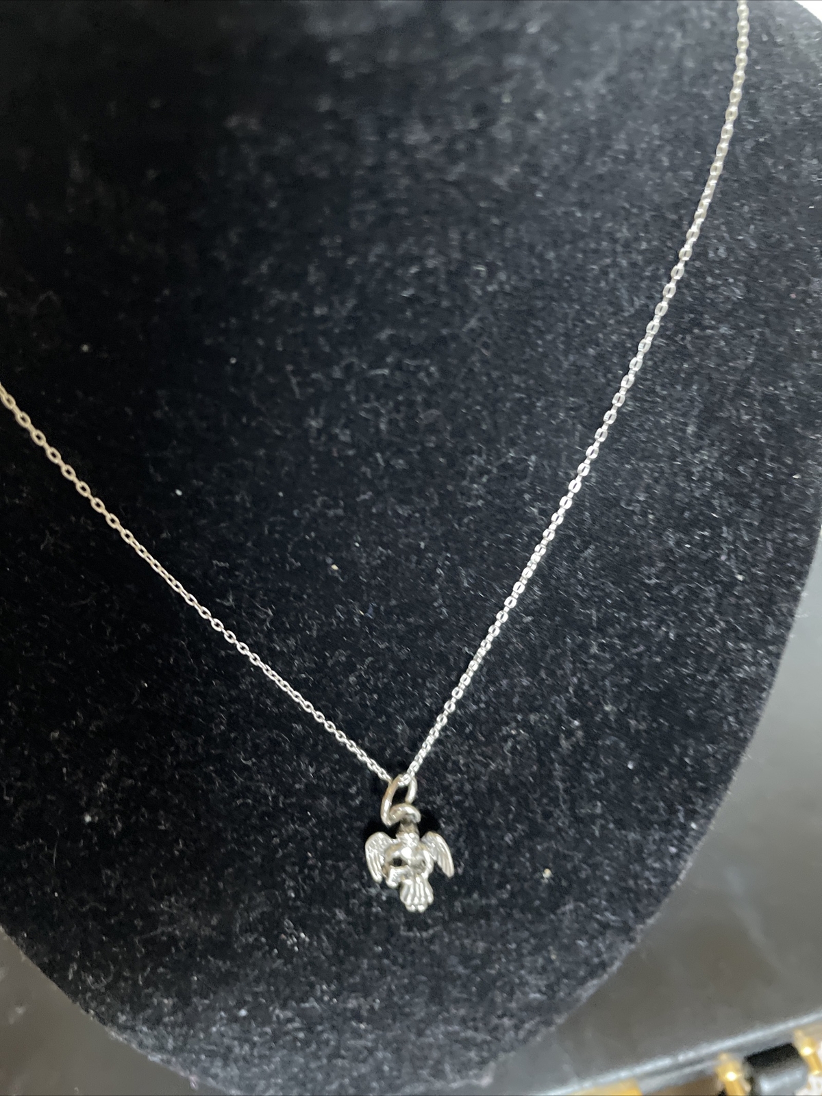 Religious angel pendant necklace in 925 sterling silver with 16 or 18-inch chain-image