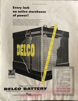 1954 Delco Battery PRINT AD Every Inch - Active Storehouse Of Power VTG 1950s