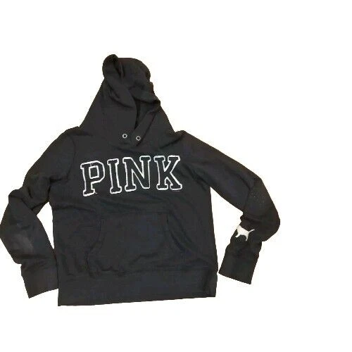 UNDERCOVER Felpa donna nera con cappuccio VICTORIA’S SECRET PINK taglia media manica cane