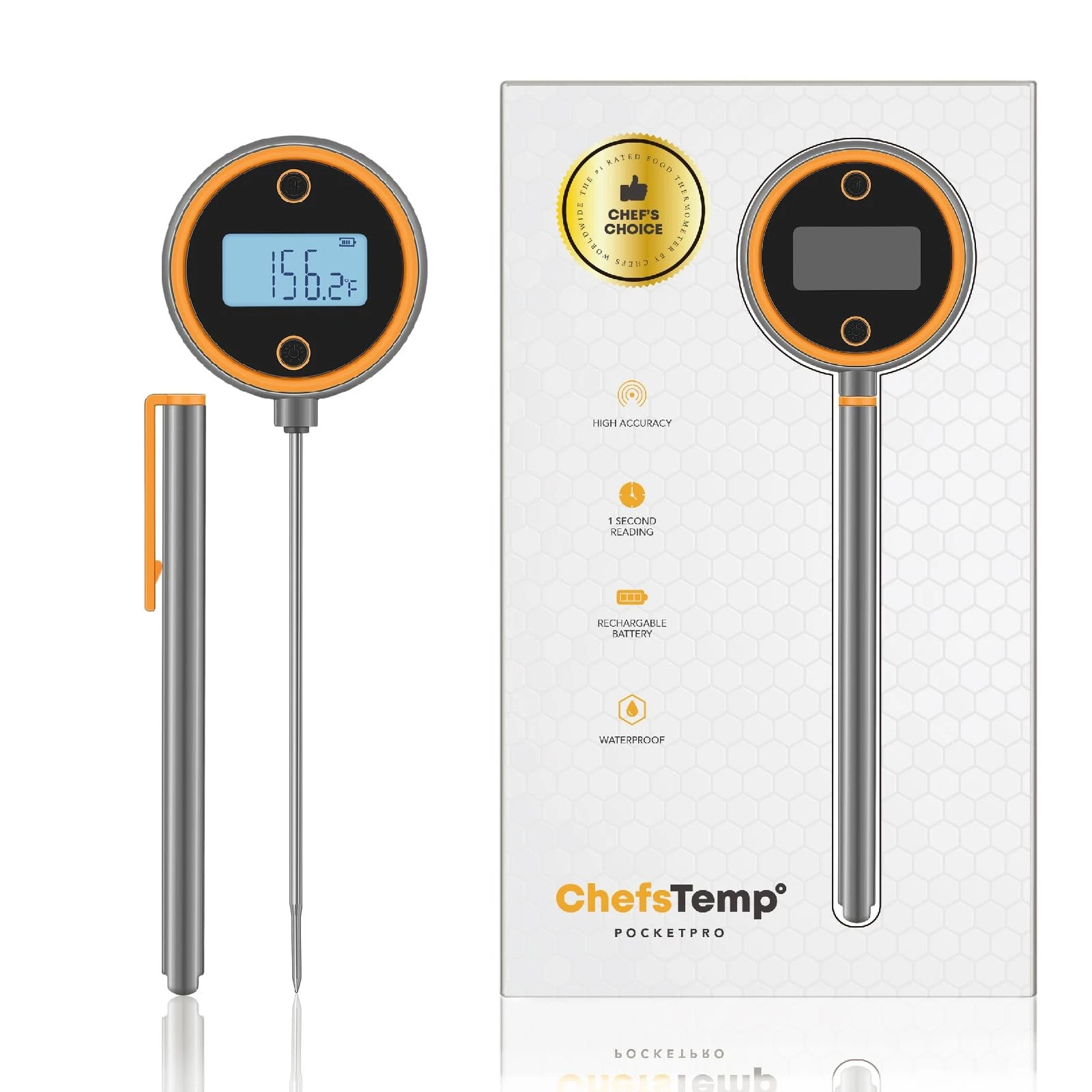 Pocket Pro 1-Second Instant Read Digital Meat Thermometer Rechargeable for Gr...