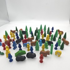 Large Lot BRIO Compatible Wooden Train Set Accessories Trees People Animals
