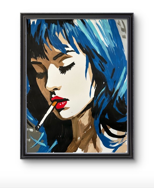 Original Abstract Woman Portrait Painting 14x11 paper Modern Wall Art Home Decor