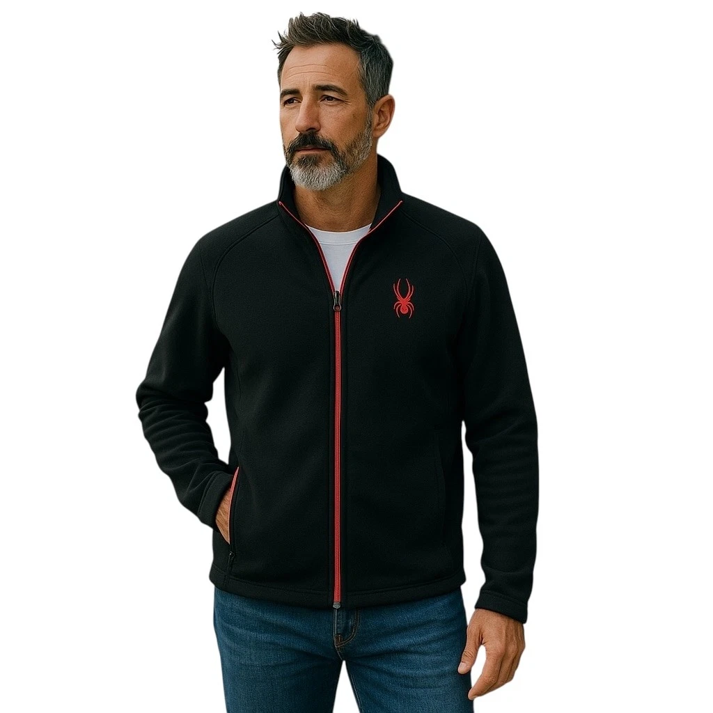 Spyder Constant Jacket Mens L Black Full Zip Thermal Outdoor Hiking Fleece Lined