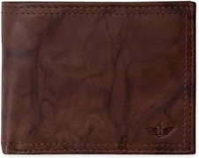 Dockers - Men's Bifold Leather Wallet Thin RFID Blocking Security, Brown