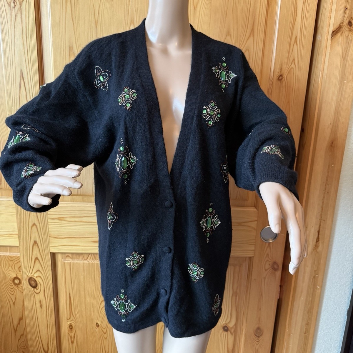 Fenn Wright Mason Lambswool Angora Black Sweater Cardigan M