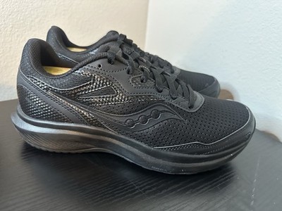 Size 9 - Saucony Cohesion 16 Black Cushioning Low-Top Mens Running Walking Shoes
