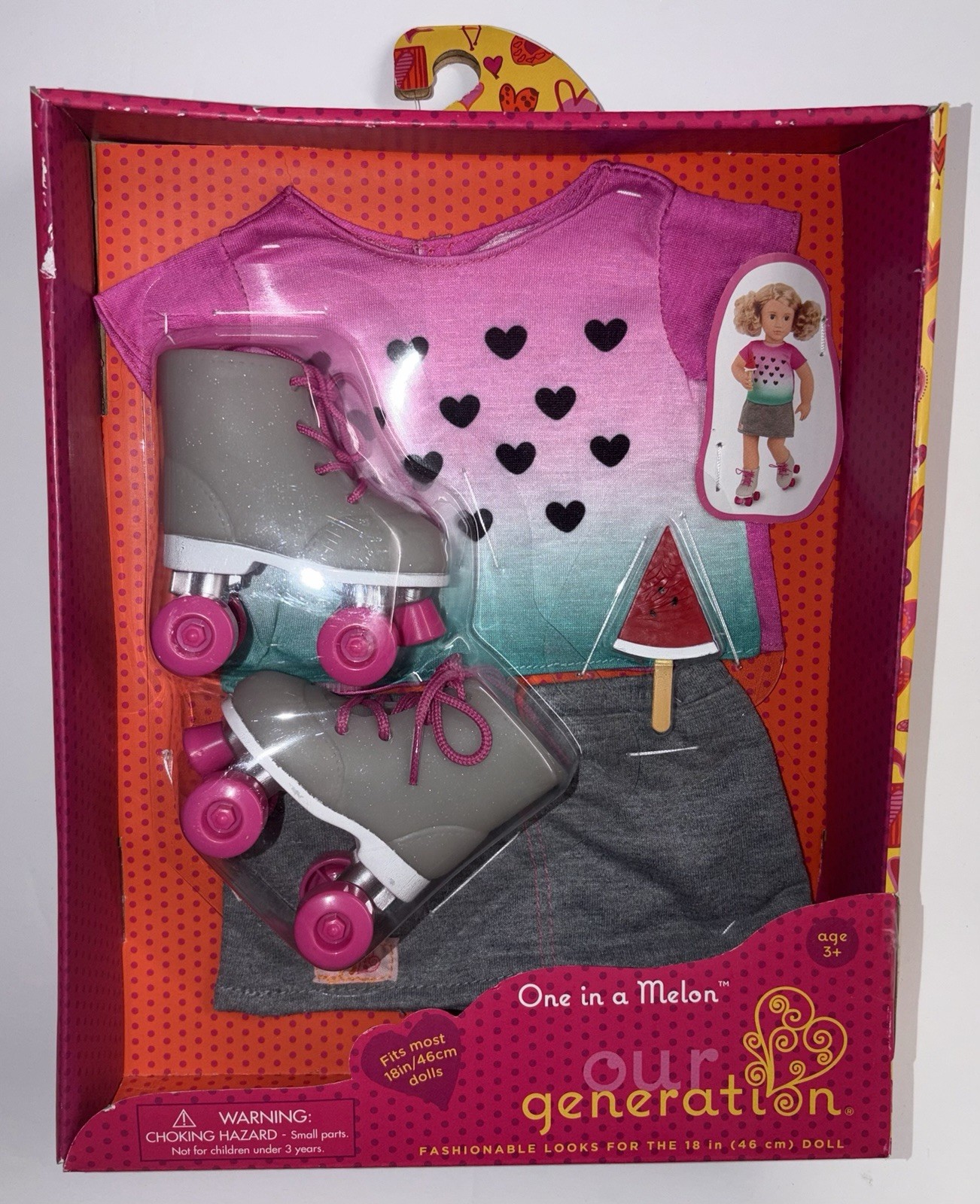 Our Generation “One In A Melon”  Roller Skates w/ Watermelon Outfit For 18” Doll
