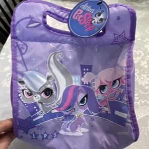 Littlest Pet Shop Purple Pink Top Handle Bag Nylon   Lightweight lunch bag box 