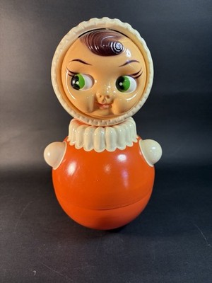 Vintage Soviet Roly-Poly Toy Tilting Doll 8.75  Musical