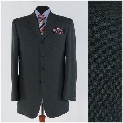 Mens Vintage Blazer 44R US Size JOHN DEVIN Grey Sport Coat Jacket