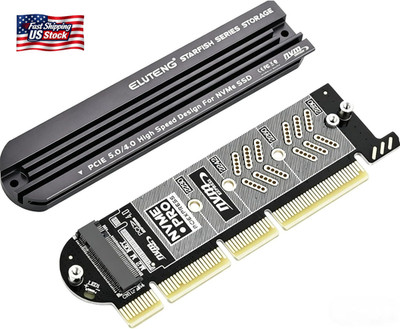 ELUTENG Nvme Pcie 5.0/4.0/3.0 Adapter Nvme M.2 SSD to Pcie X4/X8/X16 Card with A