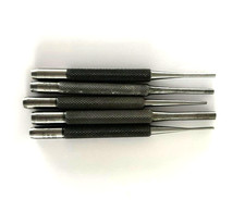 5 L.S. Starrett Steel Pin Punches: All 4" Long, 1/16" to 3/16" Quality  Signed