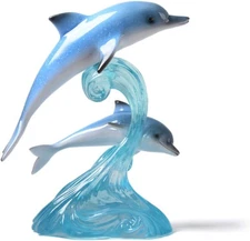 HAUCOZE Dolphin Decor Figurine Ocean Statue Sculpture Modern Arts Gifts Polyresi