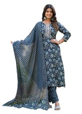 KLOSIA Women's Viscose Block Printed Straight Kurta And Pant Set With Dupatta...