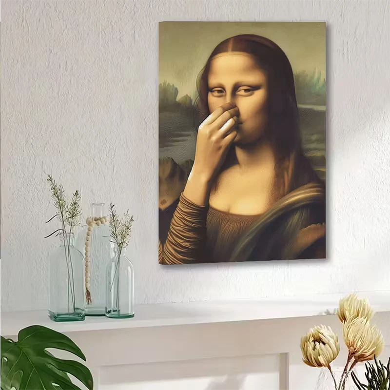 Funny Mona Lisa Canvas Wall Art, Parody Vintage Artwork Poster Print, Humorous - Image 4 of 4