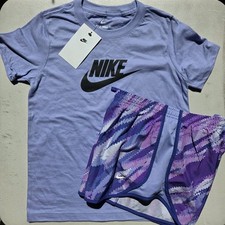 Nike Summer Girls Medium Dri-Fit Tempo Lined Running Shorts  Top Purple