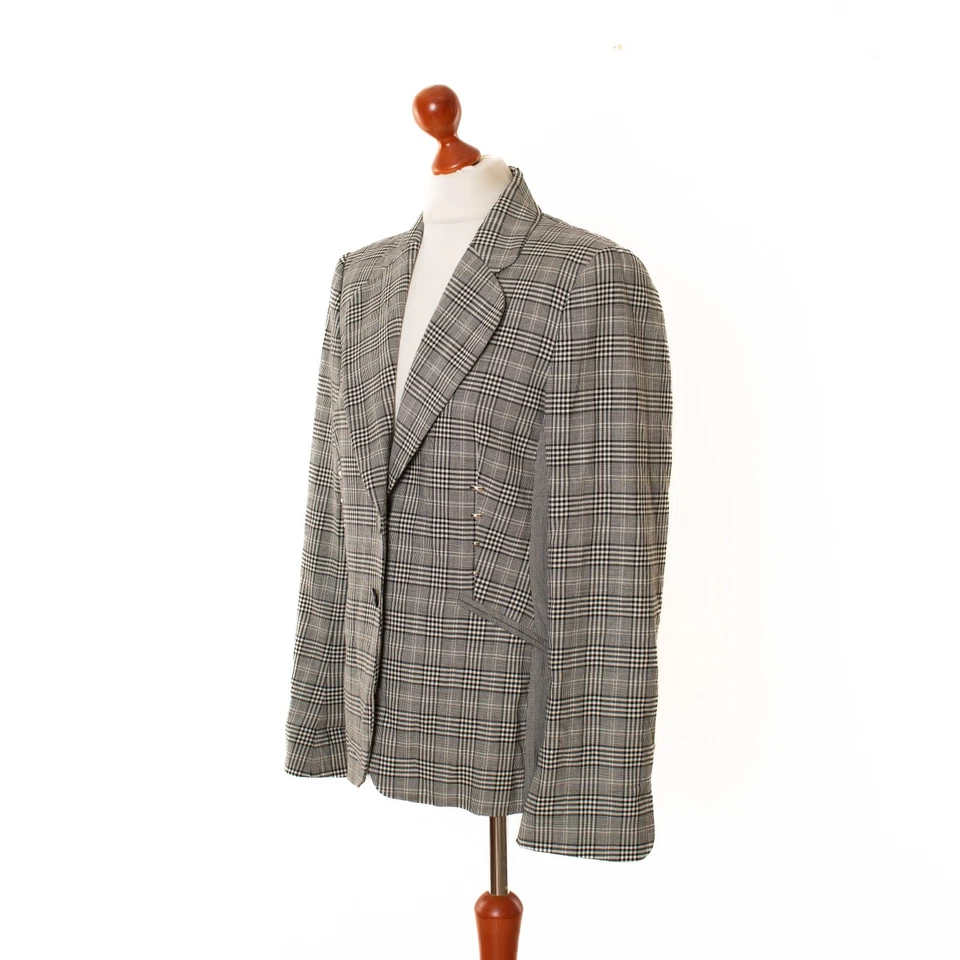 Damen ESCADA Grau Viskose Kariert Blazer Jacke Größe 38  13599 - Bild 3 von 4