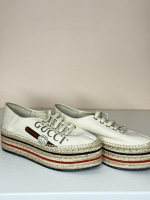 Gucci GG Espadrilles Double Platform White W Gr 40,5