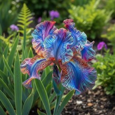 50 Rainbow Veined Bearded Iris Seeds – Multicolor Ruffled Blooms