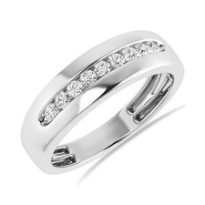 10K White Gold 1/4 Ctw Natural Diamond Men's Wedding Engagement Band Ring