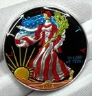 2019 Silver American Eagle Star & Freedom Hand Enamel 1 oz .999 Fine Silver Coin
