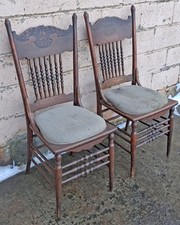 Antique Oak Pressed-Back Side Chair with Caned Seat — listing 6