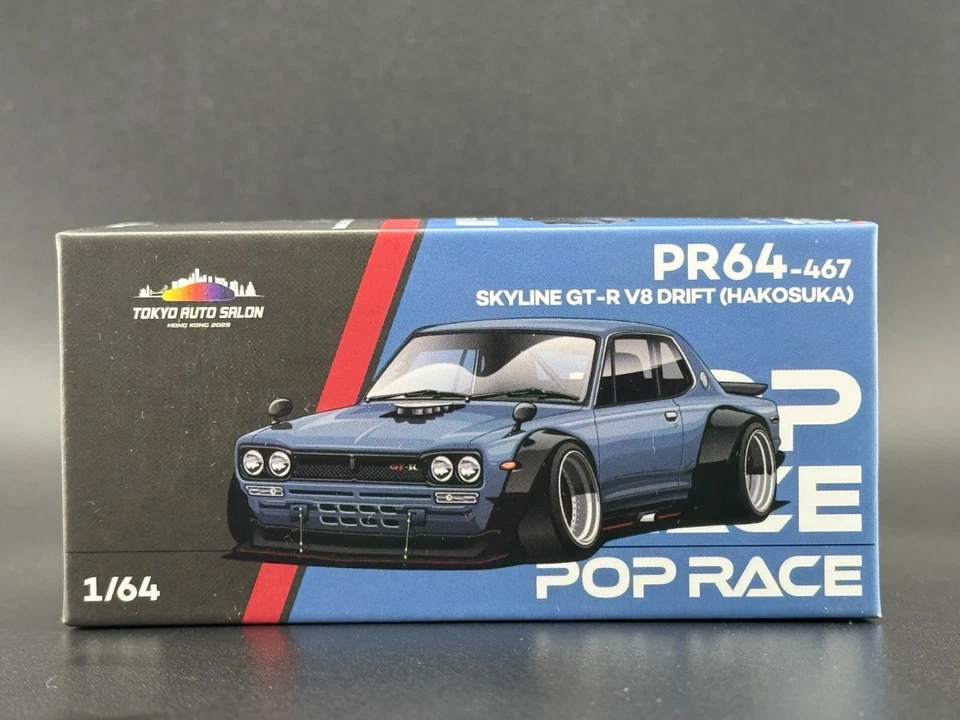 Pop Race Nissan GT-R V8 Drift Hakosuka Grau Tokio Auto Salon 2025 640467 1/64