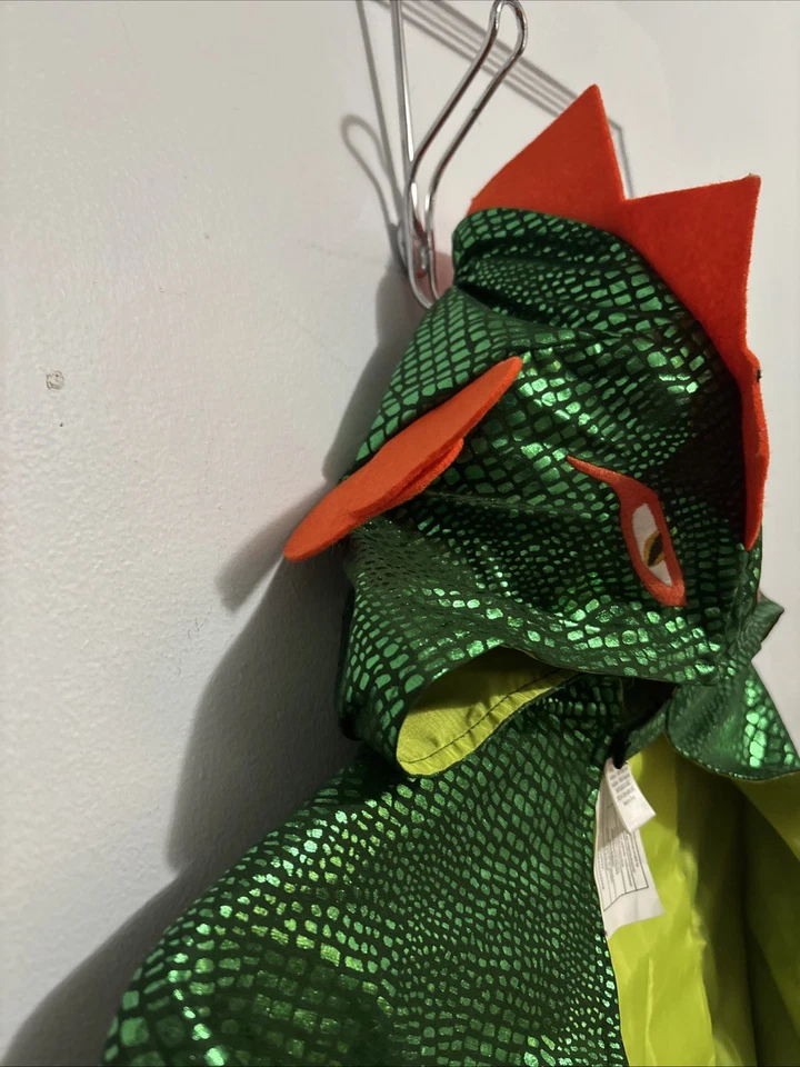 Gymboree дракон плащ ребенка M/L (7-12) костюм зеленый оранжевый талисман - Изображение 3 из 4