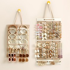 2 PCS Hair Bow Holder Clip Storage Hanger Organizer Wall Hanging Girl Coffee