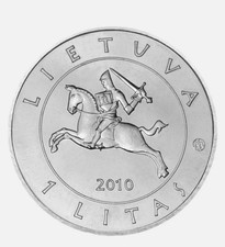 2010 Lithuania Battle of Grunwald/Zalgiris 1 litas unc roll coins