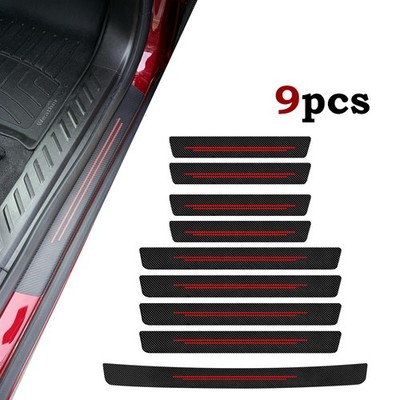 9X For Nissan Accessories Car Red Door & Trunk Sill Protectors Cover Scuff Guard
