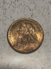 C813 1901 Queen Victoria Penny Uncirculated Rare Coin Great Condition