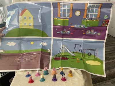 Peppa Pig Peppa Figures Figurines Lot of 10 And Playmat