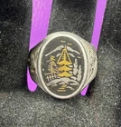Japanese Shakudo Sterling Silver 24K Gold Inlay Ring 10 Rare Damascene Signet