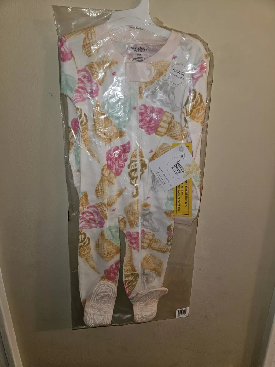 Burt s Bees Baby 18 Months Sleeper Footie Pajamas Ice Cream Cones Organic Cotton