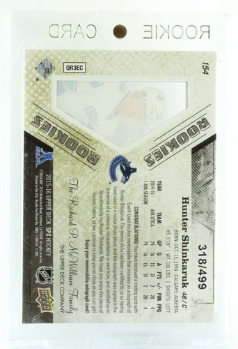 2015-16 SPx Uperdeck Hockey Hunter Shinkaruk / C Auto Jersey 318/499 AHL RC - Bild 2 von 2