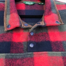 Orvis Checkered Fleece Shirt Jacket Log Cabin Western Urban Snap Front XXL