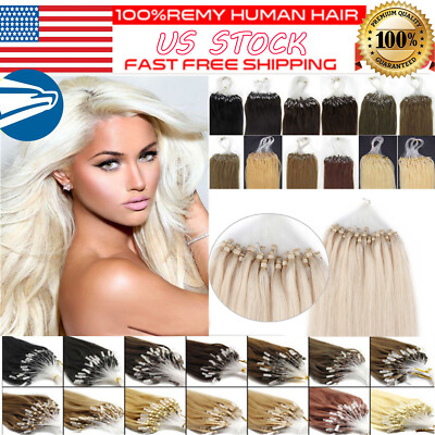 #ad #ad Micro Ring Loop Tip Remy Human Hair Extensions Straight Micro Beads Link Hair US $38.00