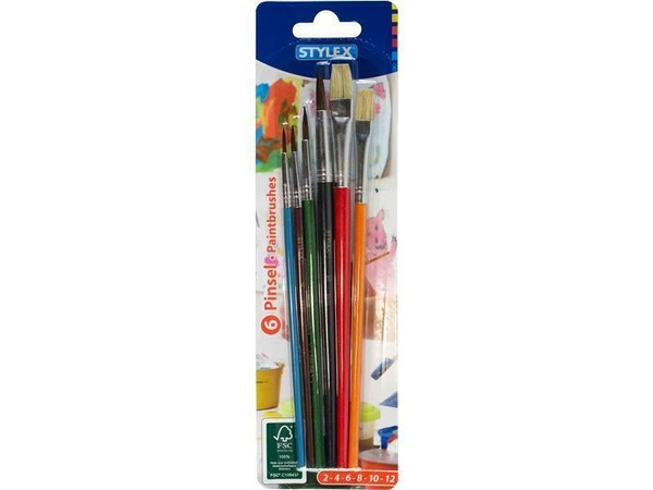 Stylex 6Er Schulmalpinsel-Set Pinselset Borsten Pinsel Haarpinsel Tuschen-image