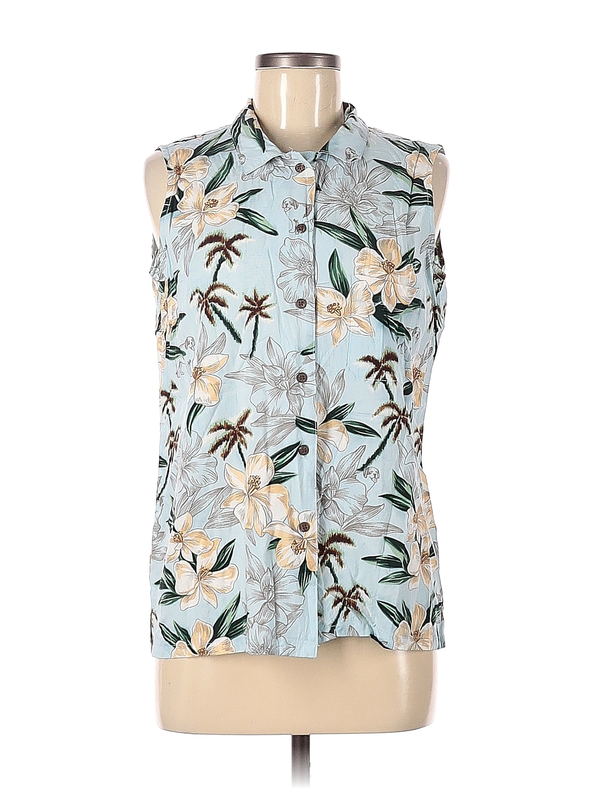 Big Dogs Women Blue Sleeveless ButtonDown Shirt M eBay