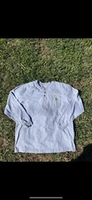 Carhartt Mens Henley T Shirt XL Light Gray Long Sleeve Original Fit Pocket
