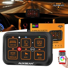 AUXBEAM RGB AR-600 6 Gang Switch Panel On-Off LED Light Relay Control For Jeep