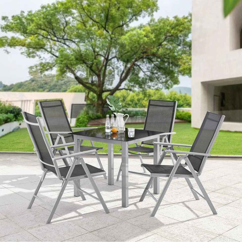 Aluminium Gartenmöbel Set Sitzgruppe silber grau Terrasse Balkon Garten 4 Perso. - Bild 4 von 4