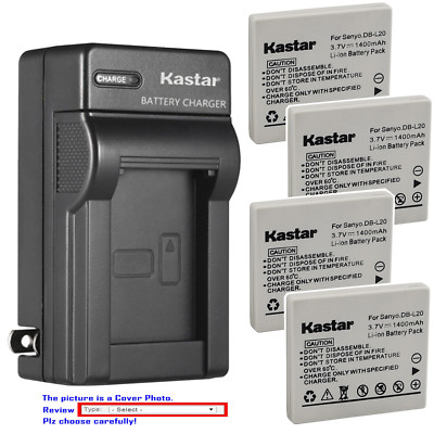 Kastar Battery AC Wall Charger for Sanyo DB-L20 Sanyo Xacti VPC-S7 VPC-CA9EXR-B