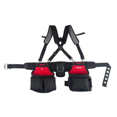 Work Tool Belt Contractors 2-Bag Suspenders 18 Pocket Tools
