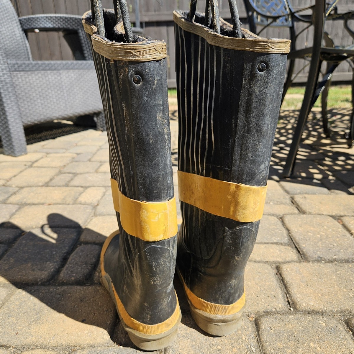 Vintage Uniroyal Siren Firefighter Rubber Boots Steel Toe Steel Shank Mens 10 Vintage 1960s Uniroyal Siren Firefighters Turnout Tall Boots  main image 4