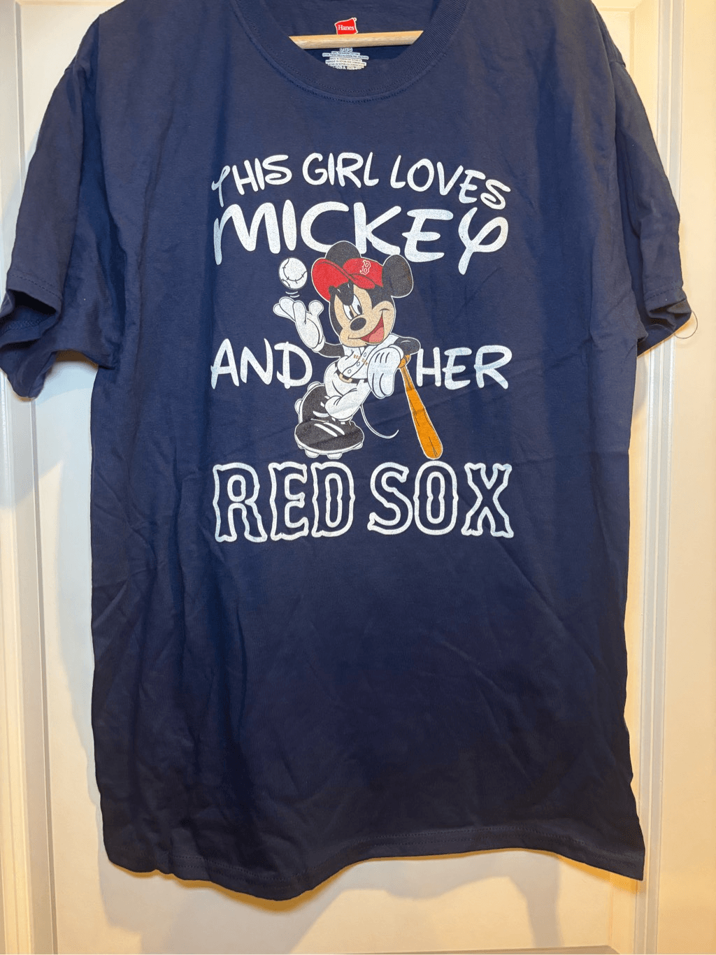 Mickey Mouse and Red Sox Lover T-Shirt Size Large