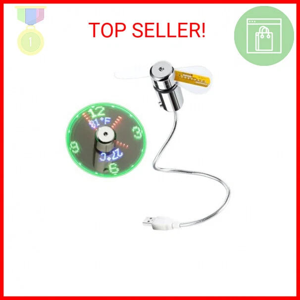 BREIS Nuevo Ventilador de Reloj USB con Reloj en Tiempo Real y Función de Visualización de Temperatura,Si Foto 2 de 2