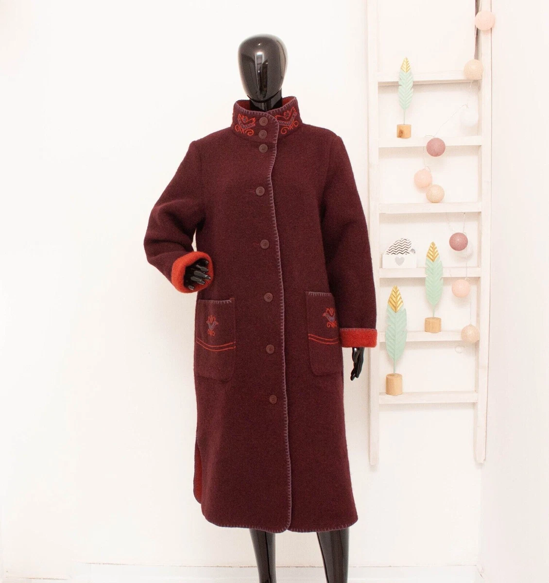 Burgundy hot sale wool jacket